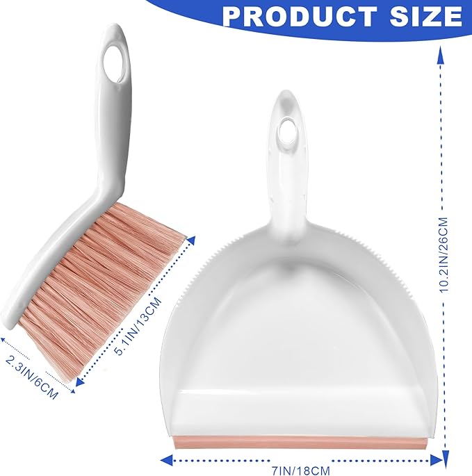 NBGYTECH Mini Broom and Dustpan Set Small Dust pan & Brush Set Portable Cleaning Tools for Home Office RV Camping Learning (Pink)
