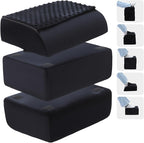 Novabright Foot Rest Under Desk at Work with 3 Adjustable Height, Non-Slip Ergonomic Foot Stool with Gel Top and Warm Pocket for Home Office Car Leg Back Rest(15" X 11" X 14.4",Cambered,Black)