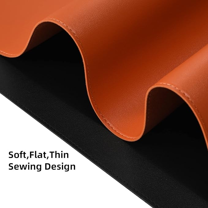 Wolaile PU Leather Desk Pad Blotter,Waterproof Orange Office Desk Mat for Women,Non-Slip Writing Desk Protector Large Mouse Pad,36x17inch