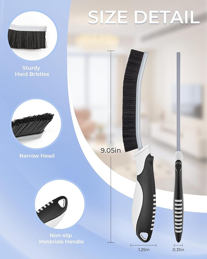 Cleangor Crevice Cleaning Brushes, Scrub Brush for Hard to Reach Small Space, Home Essentials, Cleaning Supplies, Cleaning Tools for Household Use, Bathroom, Shower, Kitchen, Toilet, Window (3, Blue)
