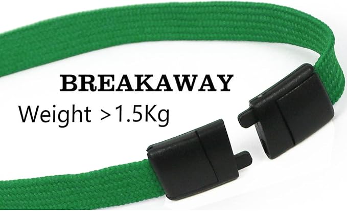 Lanyards Safety Black Lanyards Neck Flat Premium Breakaway Badge Lanyard with J-Hook for ID Nametag Badge Holder (Green, 50 PCS)