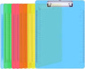Plastic Clipboards, PANDRI 10 Pack Clear Colored Clipboards, Low Profile Clip Board 12.5 x 9 Inch Standard Letter Size, Office Supplies Classroom