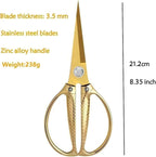 Large Ribbon Cutting Scissors,Heavy duty gold stainless steel scissors,With scissors and a pair of white gloves,Suitable for Ribbon-Cutting,Office,Home,and Crafts, Right/Left Handed (8.35 inches)