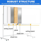 Max-officoo Magnetic White Board Dry Erase Whiteboard with Rolling Stand 72"x48" Double-Sided Mobile Large White Board on Wheels, Including 3 Magnetic Erasers, 7 Markers, 30 Magnets