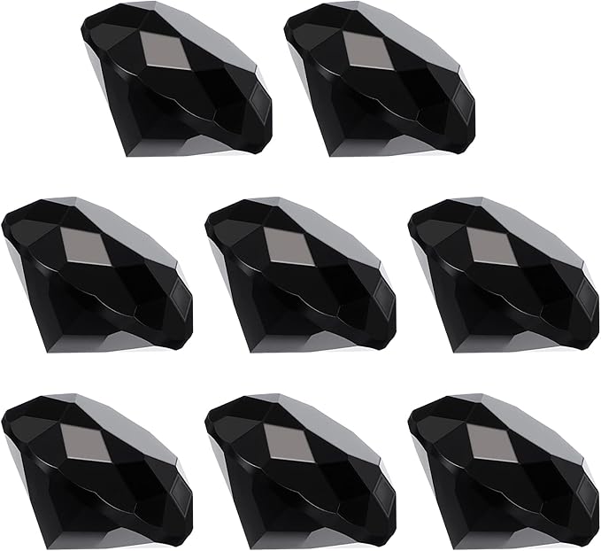 PATIKIL 8 Pcs Diamond Crystal Paperweight, 30mm / 1.18 Inch Crystal Paperweight Paper Weight for Home Office Desktop Table Decor Wedding Party Jewelry Ornaments, Black