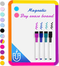 VUSIGN Small White Board Dry Erase, 8.5''x11'' Magnetic Dry Erase Board, Mini Whiteboard with Markers for Students, Fridge, Wall, Locker, Colorful Frame
