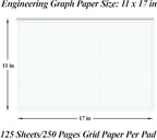 (5-Pack) Engineering Graph Paper Pad - 17" x 11" Grid Paper for Engineering, Drafting, Blueprint Drawing, 125 Sheets/250 Pages 4x4 Blue Quad Rule by Better Office Products