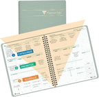 Planner Pad Spiral Bound January-December 2026/ Calendar Year 6 3/4" x 8 1/2" Medium 3-Tier Funnel Down 12 Month Organizer, Greenish Grey Cover/Soft Green Ink
