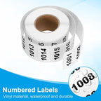 PATIKIL 0.8 x 1.6 Inch Inventory Number Sticker, 2 Roll 1002 to 2000 Consecutive Number Labels Self-Adhesive Labels Tag 1000 Stickers for Office Warehouse Numbering Classification, Black