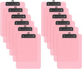 Zoenley A4 Plastic Clipboard Set of 12, Pink 12.5 x 9 Letter Size for Classroom, Students, Teacher, Nurse, A4 Clear 8.5 x 11 Clip Board with Low Profile Black Clip, Office & School Supplies