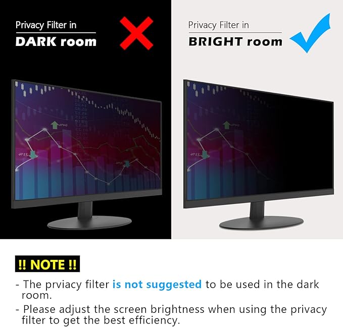 FILMEXT [2 Pack Removable 24 Inch Computer Privacy Screen Filter for 16:9 All-in-One Desktop/Frameless Monitor - Blue Light UV Blocking Privacy Shield for Thin Bezel Computer