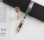 JINHAO 1935 Fountain Pen TIANDAO Series #8 Nib Ink Pen with Guitar-Shaped Clip and Ink Converter (M Nib 0.7mm, Transparent)