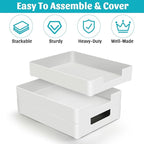 AZFUNN Letter-Size Tray Desk Letter Tray Paper Tray, Sturdy Heavy-Duty Plastic Printer Paper Tray, Single-Tier Stackable File Storage Organizer for Office Home (1, White)