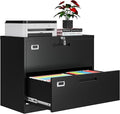 AFAIF 2 Drawer File Cabinets for Home Office, Metal Filing Cabinet with Lock, Black Locking File Caninet Two Drawer, Office Storage Caninets Steel Cabnet for Letter/Legal/A4/F4-Assembly Required