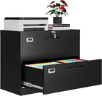 AFAIF 2 Drawer File Cabinets for Home Office, Metal Filing Cabinet with Lock, Black Locking File Caninet Two Drawer, Office Storage Caninets Steel Cabnet for Letter/Legal/A4/F4-Assembly Required