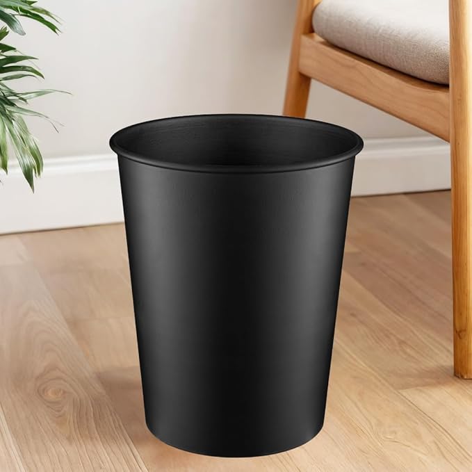 Monarch Abode Metal Bathroom Trash Can – Waste Basket for Bedroom, Office Desk, & Dorm, Handcrafted, Durable Decorative Black Small Trash Can Bathroom Garbage Bin Wastebasket