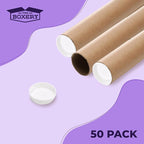 The Boxery Brown/Kraft Shipping, Storage, Posters, Arts, Crafts, Documents, Mailing Tubes 2 inch x 26 inch - 50 PACK, Made in the USA, Reusable and Recyclable