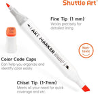 Shuttle Art 172 Colors Dual Tip Alcohol Based Art Markers,171 Colors plus 1 Blender Permanent Marker 1 Marker Pad with Case Perfect for Kids Adult Coloring Books Sketching and Card Making