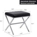 DUHOME Modern PU Leather Vanity Stool - Rectangle Makeup Stool Padded Vanity Seat Foot Rest for Living Room, Dressing Room, Black