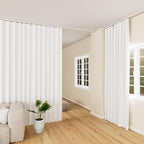 Hoeflife Room Divider Curtains Blackout Floor to Ceiling Curtain with Hook Wall Mount Sliding Door Curtains Ceiling Mount Extra Wide Curtain Wall Divider for Room Separation(Greyish Whitei,W150xH96In)