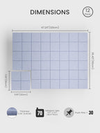 Bumusty Large Cork Board Alternative-47 x35 Felt Bulletin Board Tiles, with 30 Pushpins, 70 Adhesive Tabs, 12-Pack Slat Wall Paneling, Cork Boards for Office Push Pin Board Felt Board-Soft Periwinkle