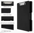 Afcabakila 3 Pack Clipboard with Storage, Foldable Clipboard Organizer with Pen Holder, Heavy Duty Plastic Writing Board for Nurse, Teacher, Student, Office Supplies, Black
