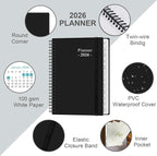 2026 Planner - Planner 2026 from January 2026 - December 2026, Weekly & Monthly Planner Spiral Bound with 12 Monthly Tabs, Inner Pocket, 6.4" x 8.5", Black-E