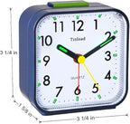 Tinload Small Battery Operated Analog Alarm Clock Silent Non Ticking, Ascending Beep Sounds, Snooze,Light Functions (Blue)