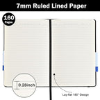 SUQJOY Lined Journal Notebooks, 4 Pack 160 Pages, 5.5x 8.2-Inch Journals for Women Men, Hardcover Notebook with 100 gsm Thick Paper, A5 Size College Ruled Notebook for Writing/Travel/Work (Black-4 Pack)