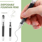 Crtiin 36 Pcs Disposable Fountain Pens, Back to School Quick Drying Ink Pen, Calligraphy Smooth Writing Pens for Journaling Office Supplies Sketching Doodling Beginner Artist Gifts(Black)