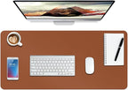 Boutilon Leather Desk Pad Protector,Non-Slip Mouse Pad,Laptop Desk Pad,Office Mouse Mat,Waterproof Leather Desk Blotter,Desk Writing Pad for Office and Home (XXL-Brown,47.2"x 17")