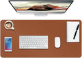 Boutilon Leather Desk Pad Protector,Non-Slip Mouse Pad,Laptop Desk Pad,Office Mouse Mat,Waterproof Leather Desk Blotter,Desk Writing Pad for Office and Home (S-Brown,24"x 14")