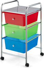 Giantex Rolling Cart with Drawers, Craft Organizer with Wheels, 3 Drawer Storage Container Bins for Back to School Office Scrapbook Paper Tools Multicolor