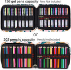 qianshan Pencil Case Holder Slot - Holds 202 Colored Pencils or 136 Gel Pens with Zipper Closure - Large Capacity Pen Organizer for Watercolor Pens or Markers - Perfect for Artist.Large Leaves