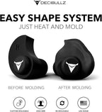 Decibullz 25-Decibel Noise-Reduction Earplugs for Hearing Protection, Custom-Molded Reusable Earplugs for Noise Sensitivity & Flights, Black