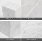 Faticdorr Luxury Marble Bookends for Shelves, 11LB Heavy Duty Marble Book Ends for Heavy Books, Stone Bookends Decorative, Polished, Carrara White Triangular, Set of 2