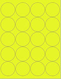 Pack of 50 Sheets, 8-1/2 x 11" Fluorescent Labels for Laser & Inkjet Printer Yellow Fluorescent, (2" Round - 20 Per Sheet, 1000 Label)