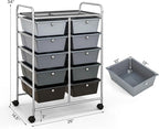 GLACER 10 Drawer Rolling Cart, Storage Cart with Lockable Whieels & Metal Frame, Trolley for Art Craft Oganizer, Mobile Utility Cart for Office, School, Classroom, Kitchen (Black Gradient)