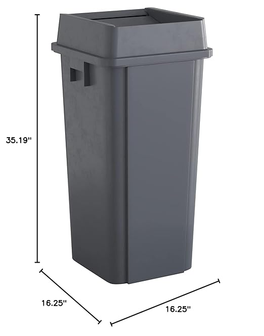 Krollen Industrial 23 Gallon Grey Square Commercial Trash Can with Lid