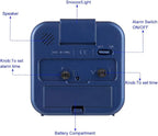 Tinload Small Battery Operated Analog Alarm Clock Silent Non Ticking, Ascending Beep Sounds, Snooze,Light Functions (Blue)