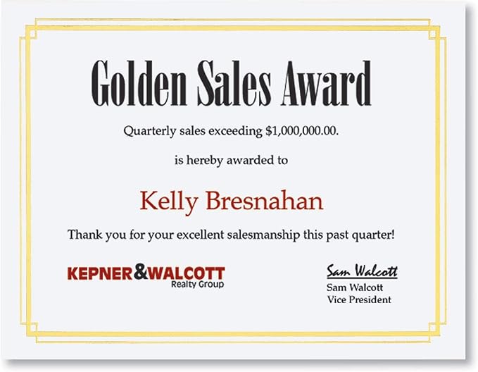 PaperDirect Foil Elegance Speciality Certificates - 50 Sheets of 38lb white Paper, 8½" x 11", Double Gold Foil Border, Perfect for Awards, Students, Employees, Volunteers, Course Completion, Diplomas