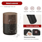 LEASYLIFE 3.1 GAL Modern Metal Trash Can with Realistic Wood Texture,Built-in Bag Holder,Flip Lid,Small Bathroom Garbage Can for Bathroom,Home,Office,Living Room (3.1gal Swing lid)