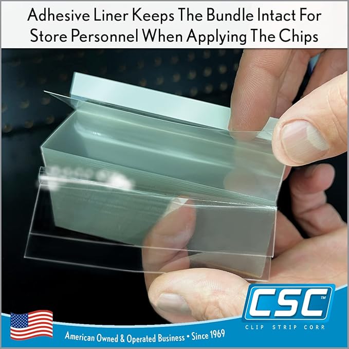 Clip Strip Corp. Price/Data Channel Label Holder Chips, Clear Plastic Tags, 3.5" L x 1.25" H, 7.5 Mil Thick, Gondola Shelf Edge, Reusable, Made for Point of Purchase Shelf Molding (2000)