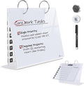 Desktop Glass Dry Erase & Acrylic Aesthetic Desk Calendar Weekly to-do List Combo, Small Magnetic Standing Whiteboard, Desk Flip Easel Calendar with Accessories for Home Office Supply, White, 9 x 7''