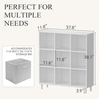 Chyanmoo Wood Cube Storage Organizer White Bookshelf - 3-Tier Freestanding Storage Cabinet with Legs for Home Office, 9-Cubes Open Shelf