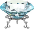 PATIKIL Diamond Crystal Paperweight, 100mm / 3.94" Crystal Paperweight Paper Weight with Silver 25 Metal Base for Home Office Desktop Table Decor Wedding Party Ornaments, Lake Blue