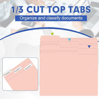 File Folder, HERKKA 120 Pack 1/3 Cut Tab File Folders, File Folders Great for Organizing and Filing, Letter Size, Pink