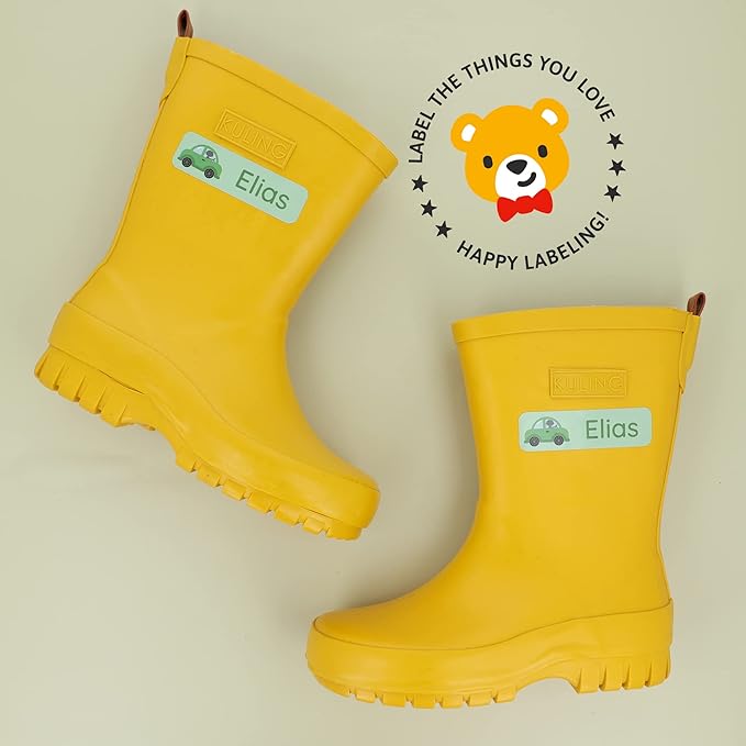 Large Name Labels for Kids (33) - Custom Stickers for Daycare and School Supplies - Durable, Waterproof Stickers for Water Bottles, Lunch Boxes, and More with Unique Designs - Cars