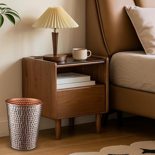 Monarch Abode Metal Bathroom Trash Can – Waste Basket for Bedroom, Office Desk, & Dorm, Hand Hammered, Durable Decorative Antique Copper Small Trash Can Bathroom Garbage Bin Wastebasket