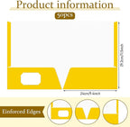 Jutom 50 Pcs 2 Pocket Glossy Paper Folders Glossy Paper Laminated Portfolios, Letter Size, Presentation Folders with Pockets for Office Teacher Worker Supplies(Yellow Color)